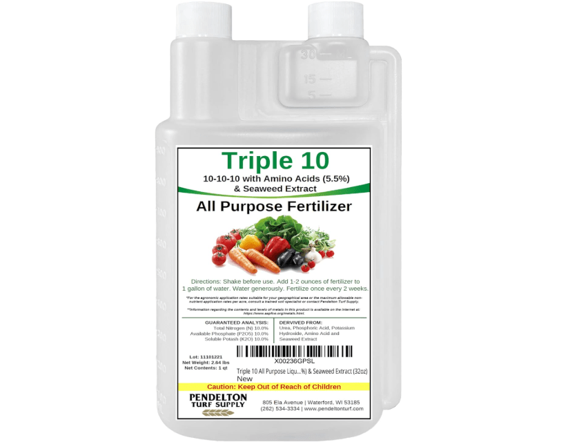 
Triple 10 All Purpose Liquid Fertilizer 10-10-10 with Amino Acids (5.5%) & Seaweed Extract 