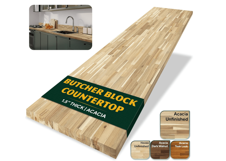 
Howizz 3ft L x 25in Acacia Butcher Block Countertop, Unfinished Solid Wood Butcher Block Table Top for DIY Washer