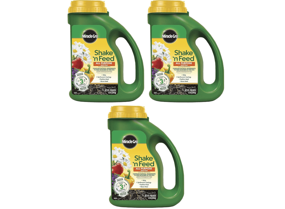 Miracle-Gro Shake 'N Feed All Purpose Plant Food, 4.5 lbs, Covers up to 180 sq. ft. Pack of 3
