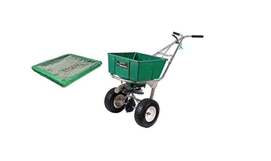  Lesco 101186 High Wheel Walk-Behind Fertilizer Spreader Plus Hopper Cover (Bundle)