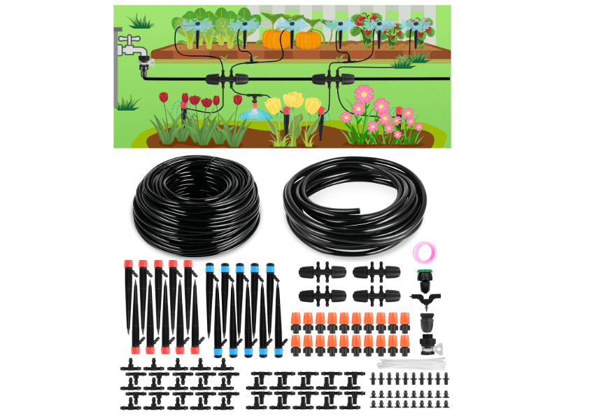  Drip Irrigation System for Watering Garden: 230FT Misting Sprinkler DIY Devices with Tubing Hose for Indoor Plants Outdoor Flower Beds Raised Growing Lawn
