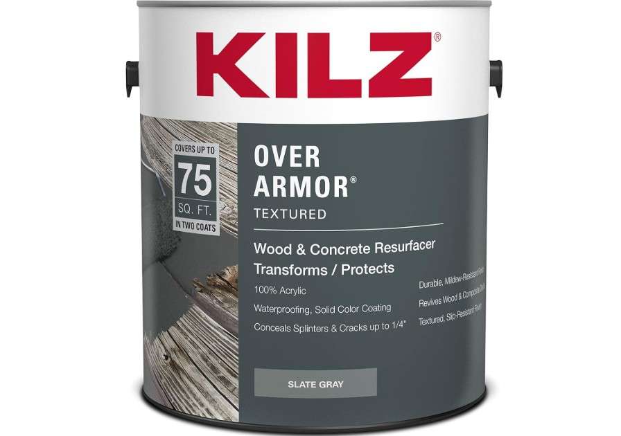  KILZ Over Armor Wood & Concrete Resurfacer, Exterior, Textured, Slate Gray,