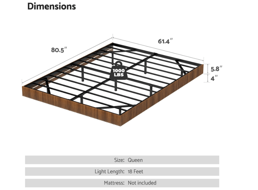 
Tatub Walnut Queen Floating Bed Frame with LED Lights, Fluted Mid Century Modern Floating Platform Bed with Heavy Duty Metal Slats, No Box Spring
