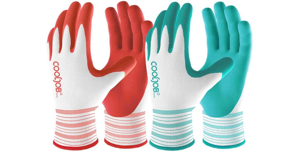 COOLJOB 6 Pairs Gardening Gloves for Women Ladies, Breathable Rubber Coated for Yard Garden, Outdoor Indoor Protective Work with Grip, Medium Size, Red 