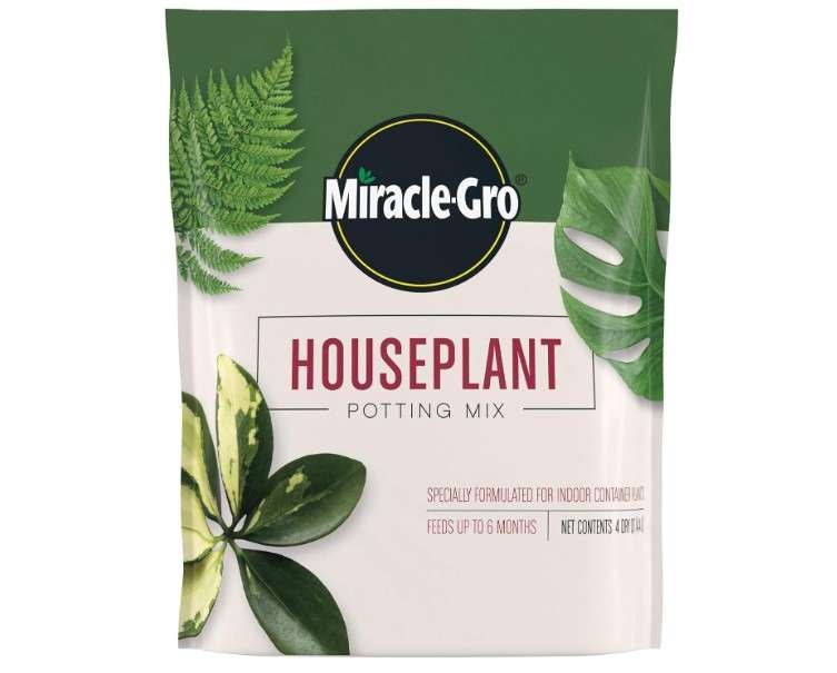 Miracle-Gro Houseplant Potting Mix: Fertilized, Perlite Soil for Indoor Gardening, Designed to Be Less Prone to Gnats, 4 qt.