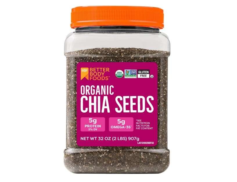 
BetterBody Foods Organic Chia Seeds 2 lbs, 32 Oz, with Omega-3, Non-GMO, Gluten Free, Keto Diet Friendly, Vegan, Good Source of Fiber