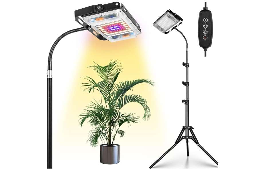 LBW Grow Light with Stand, Full Spectrum LED Plant Light, Floor Grow Lamp with 63" Adjustable Tripod, 4H/8H/12H Timer, 6 Dimmable Brightness, Ideal
