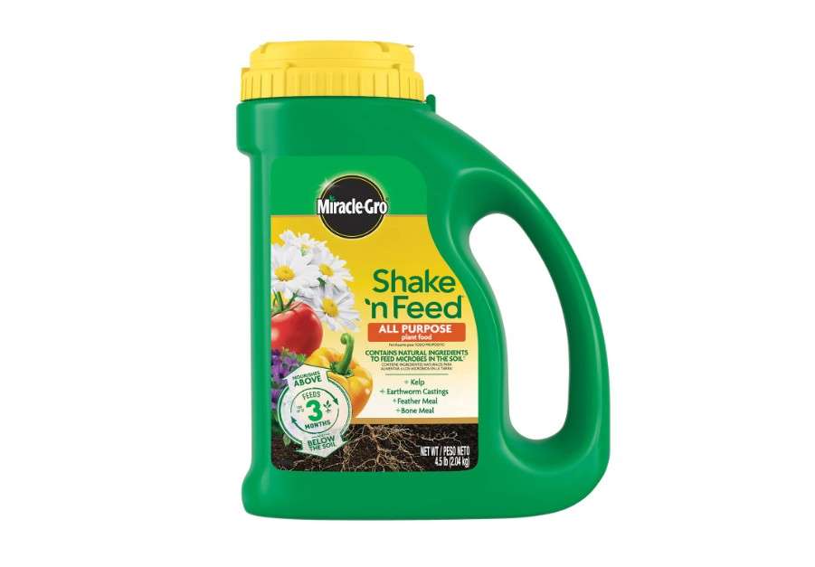  Miracle-Gro Shake 'N Feed All Purpose Plant Food, For In-Ground and Container Plants, Feeds for up to 3 Months, 4.5 lbs.