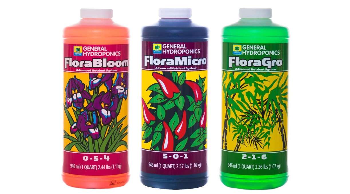  General Hydroponics Flora Series: FloraMicro, FloraBloom, FloraGro - 3-Part Hydroponic Nutrient System, 1 qt. Bottles