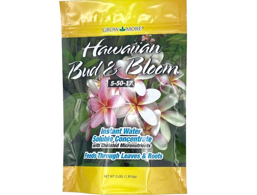 Grow More Urea-Free Hawaiian Bud and Bloom 5-50-17 Fertilizer - 3lbs of Water Soluble Bloom Booster Fertilizer for Flowers - High Phosphorus Flower Food