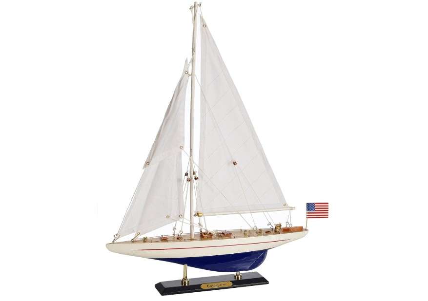 
SAILINGSTORY Wooden Sailboat Model Ship Sailing Boat Yacht Decor Enterprise 1/100 Scale 1930 America's Cup Replica