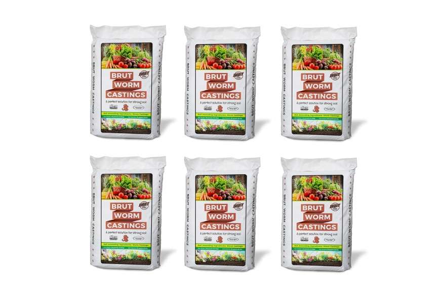  Brut Organic Worm Castings – 30 Lb – Garden's Elixir for Thriving Blooms & Harvests! (6 Pack)