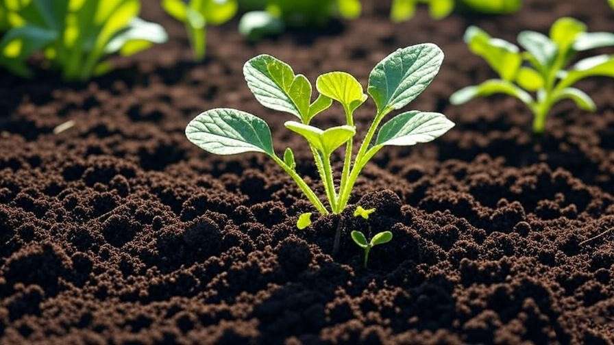 Close-up of All Sweet Watermelon seedlings planted in enriched soil with compost in a sunny garden."