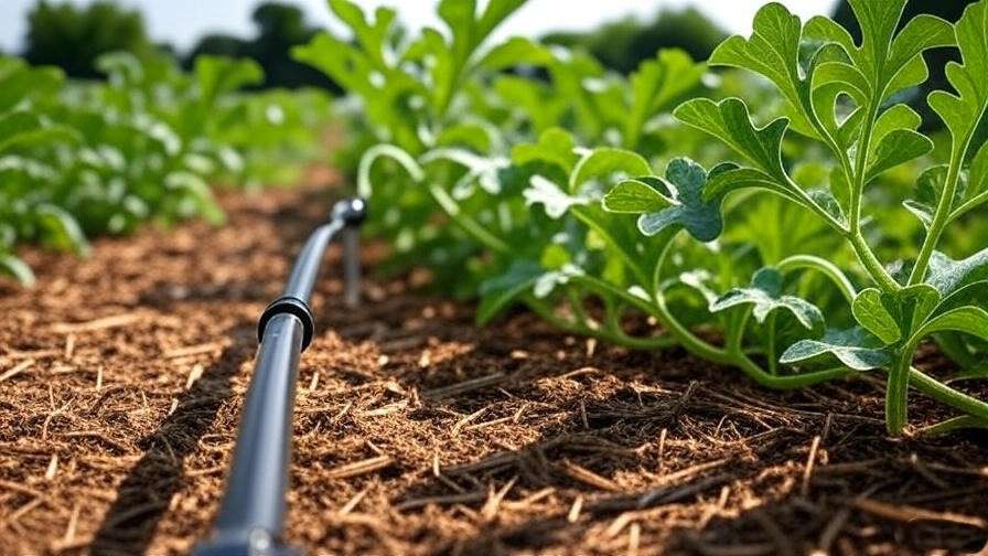 Organic watermelon seedlings sprouting in a sunlit garden bed.