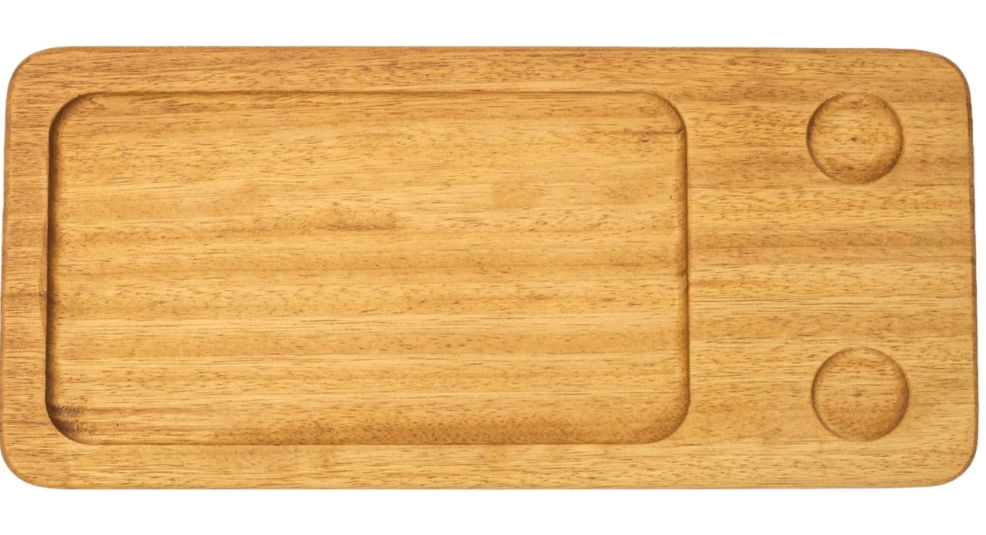 Iroko Wood Steak Board – 15.7"x7.5" – Burger & Meat Serving Platter with Juice Groove – Rustic Wooden Charcuterie 