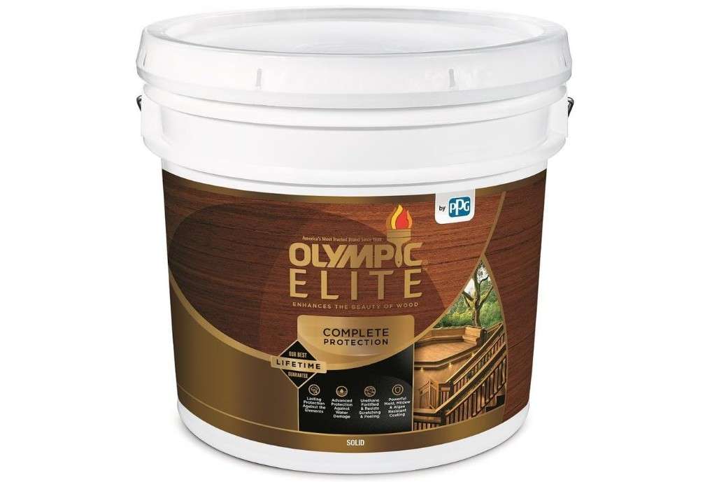  Olympic Elite Advanced Solid Color Stain and Sealant in One Advanced 3-Gallons 80301 White Base