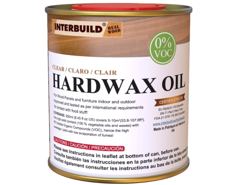 
Interbuild Hardwax Oil - 8.45 oz Clear 100% VOC Free Food Safe Wood Sealer 