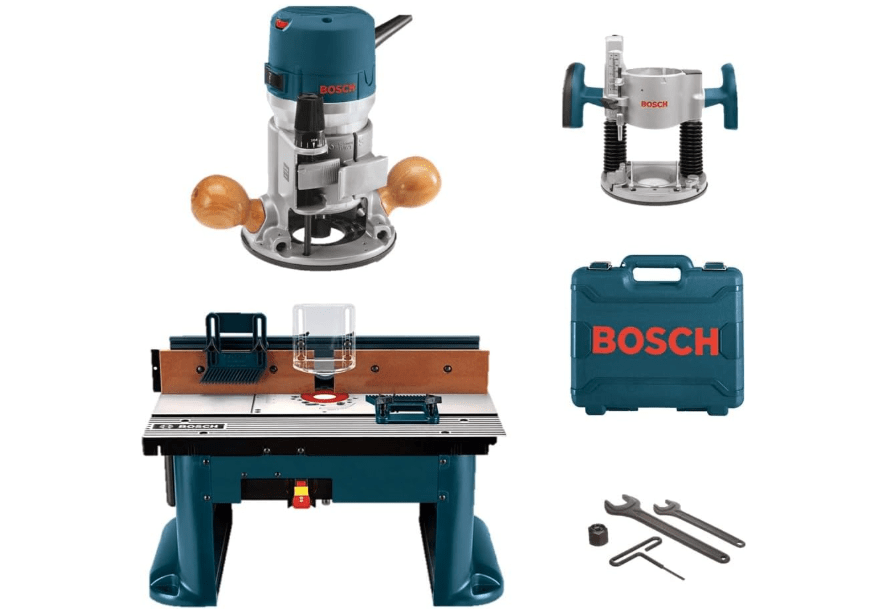 
BOSCH 1617EVSPK Wood Router Tool Combo Kit - 2.25 Horsepower Plunge Router & Fixed Base Router Kit with a Variable Speed 12 Amp Motor and RA