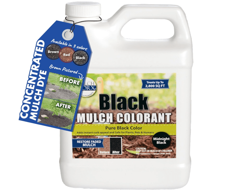 
MulchWorx Black Mulch Color Concentrate- Quart - Treats 2,800 Sq. Ft. - Pure Midnight Black Mulch Dye Spray