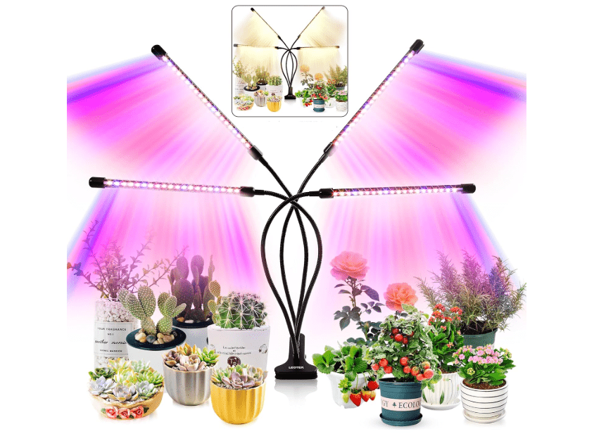 
LEOTER Grow Light for Indoor Plants - Upgraded Version 80 LED Lamps with Full Spectrum & Red Blue Spectrum, 3/9/12H Timer, 10 Dimmable Level, Adjustable