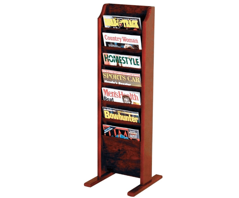 Wooden Mallet 7-Pocket Cascade Free-Standing Magazine Rack, Mahogany