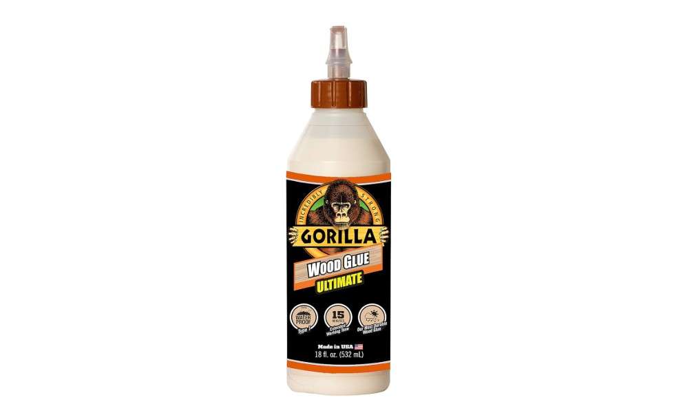 Gorilla Ultimate Waterproof Wood Glue, Natural Wood Color, 18 Ounce (Pack of 1) - Waterproof for Indoor or Outdoor Projects and Repairs