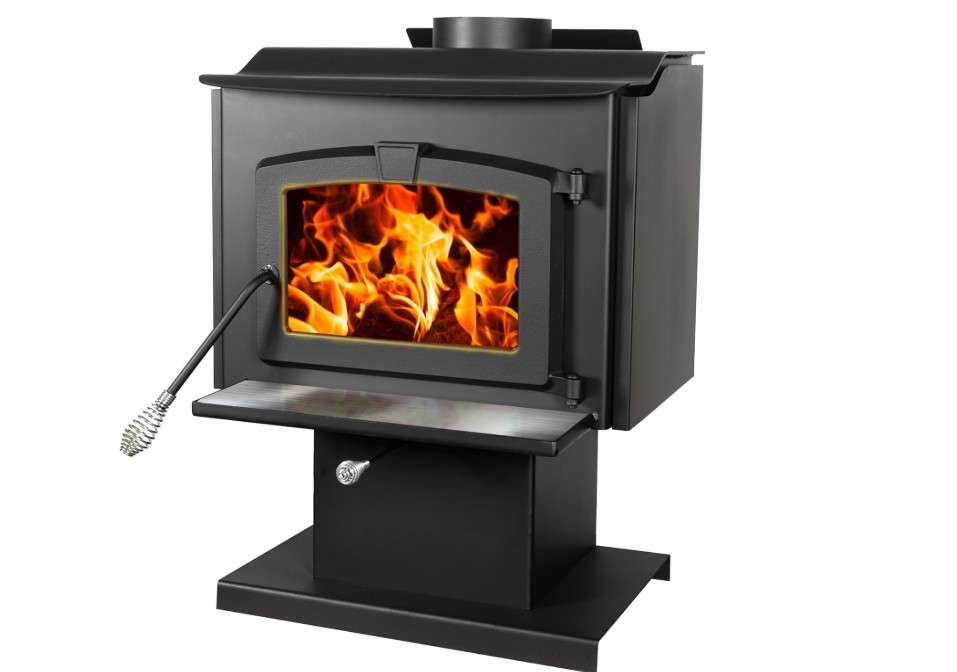  Pleasant Hearth 1,800 Sq. Ft. Wood Stove with Stainless Steel Ash Lip and Blower 