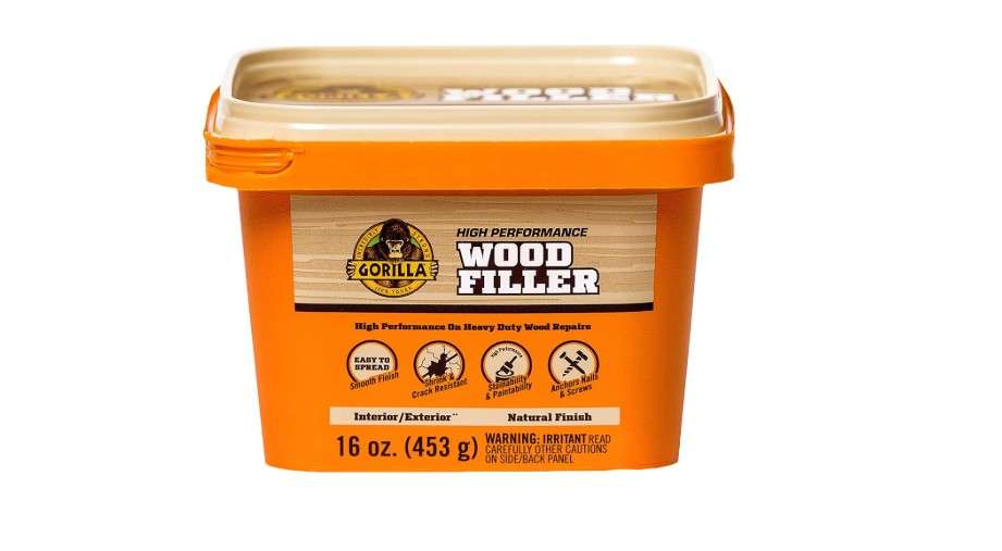 Gorilla All Purpose Wood Filler, Natural Finish, 16 Ounce Tub (Pack of 1) - Water Resistant for Indoor or Outdoor Projects and Repairs