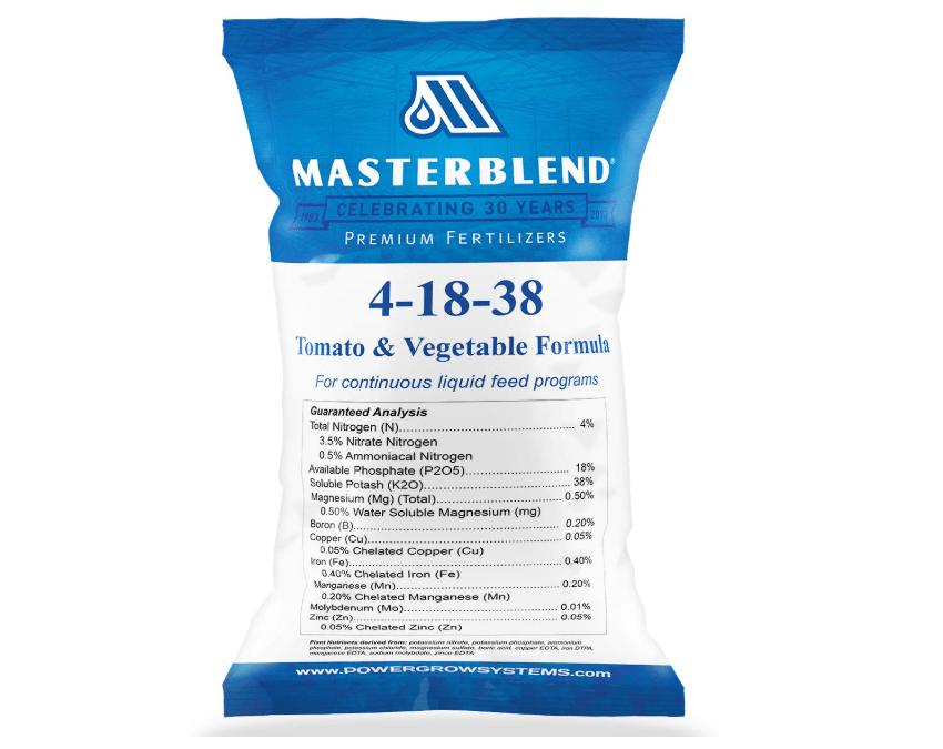  MasterBlend 4-18-38 Tomato & Vegetable Fertilizer - Bulk 1, 5 or 25 Pounds (