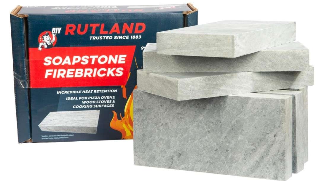 Rutland Soapstone Fire Bricks, Premium Firebricks for Wood-Burning Fireplaces & Woodstoves, Blue-Gray, 2,700+ F, Case of 6
