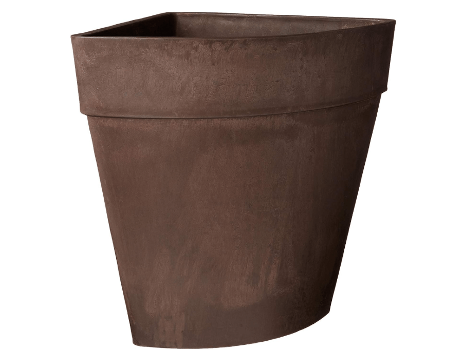  PSW Pot Collection Corner Triangle Planter Pot for Indoor and Outdoor Plants and Gardens, 13.5-inch x 17.5-inch, Chocolate