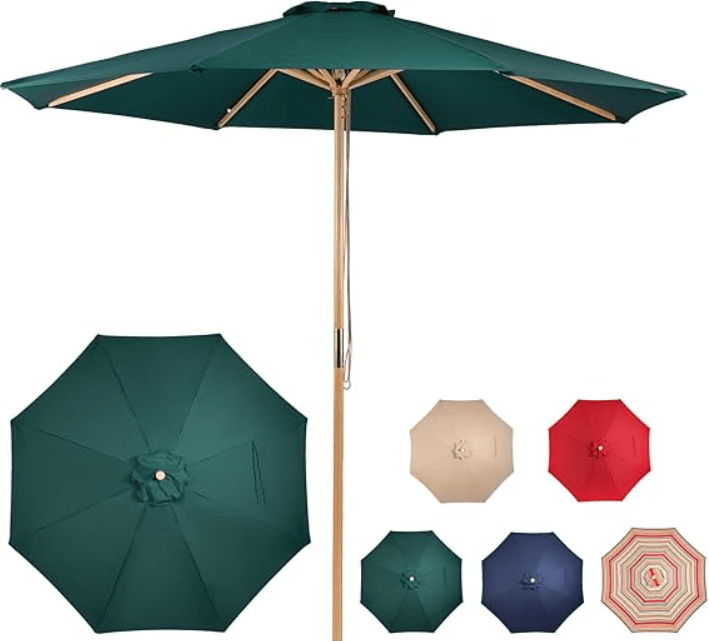 9ft Bamboo Umbrella, Outdoor Patio Umbrella, Waterproof Market Umbrella