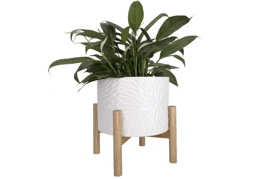 
LA JOLIE MUSE White Planter with Stand,Mid Century Planters for Indoor Plants,Ceramic Plant Pot with Stand - 8 Inch Unique Modern Flower Pots Indoor with