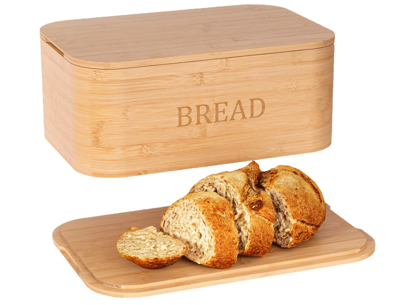 
Danfoxer Bread Box for Kitchen Countertop,Curved Bamboo Bread Boxes with Cutting Board Lid,Wooden Bread Storage,Bread Container Airtight,Food Storage for.