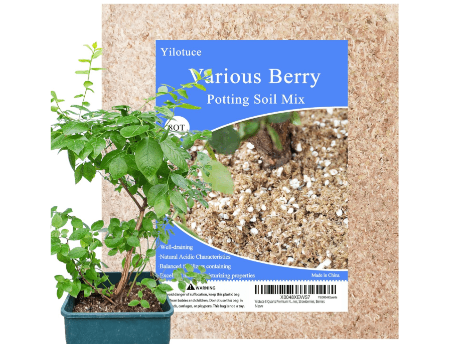 
Yilotuce 8 Quarts Premium Natural Acidic Potting Soil for Blueberries, Cranberries, Raspberries, Strawberries, Berries