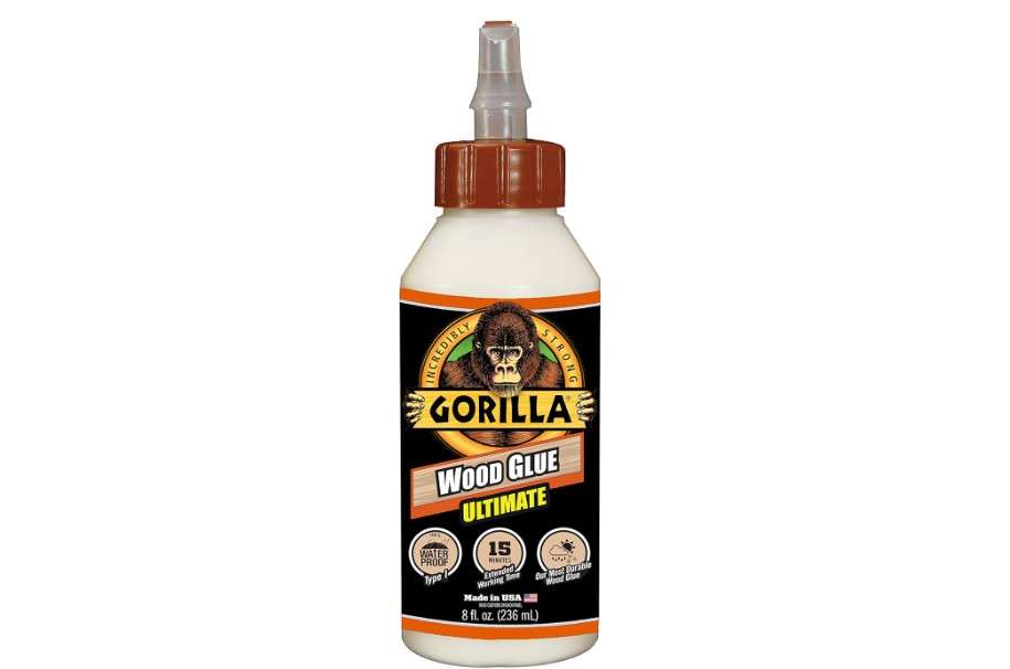 Gorilla Ultimate Waterproof Wood Glue, Natural Wood Color, 8 Ounce (Pack of 1) - Waterproof for Indoor or Outdoor Projects and Repairs