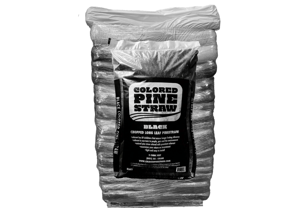 Longleaf Pine Straw - Mulch - Colored Black - 90 Bags per Pallet