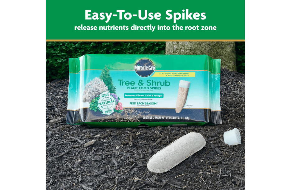 
Miracle-Gro Tree and Shrub Plant Food Spikes, For Deciduous, Flowering and Evergreen Trees, Hydrangeas, and Acid-Loving Plants, 12 Spikes