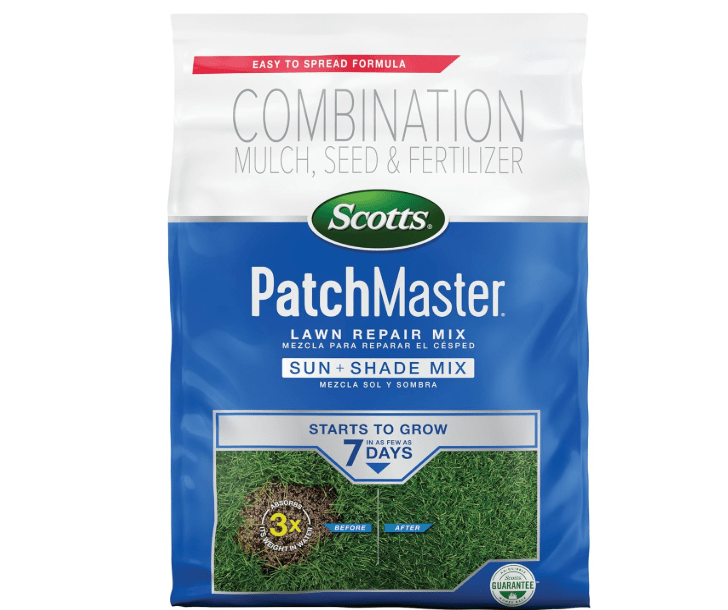 
Scotts PatchMaster Lawn Repair Mix Sun + Shade Mix, Combination Grass Seed, Fertilizer, and Mulch, 