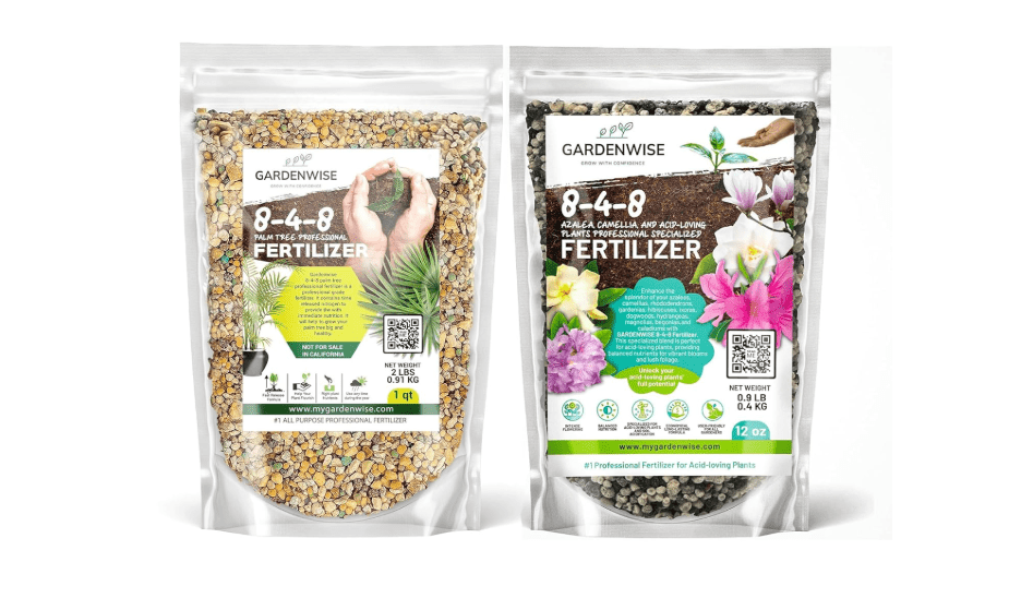 Gardenwise 8-4-8 Professional Palm Tree Fertilizer & 8-4-8 Acidic Fertilizer; for Indoor and Outdoor Plants Palm Trees - Acidic Fertilizer for Azaleas,.