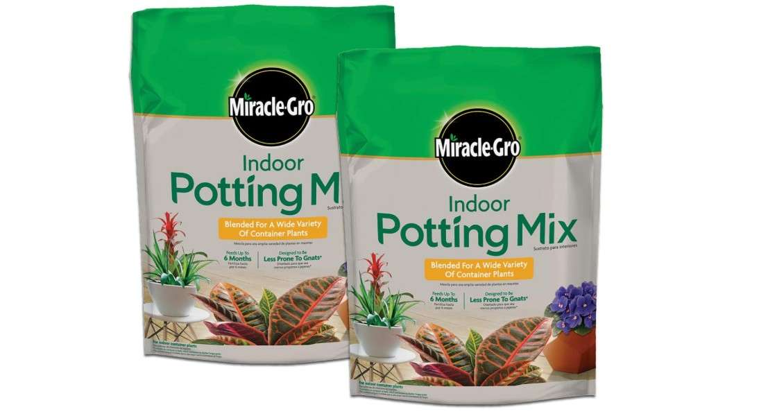  Miracle-Gro Indoor Potting Mix, Blended for a Variety of Houseplants, Feeds for up to 6 Months, 6 qt., 2-Pack
