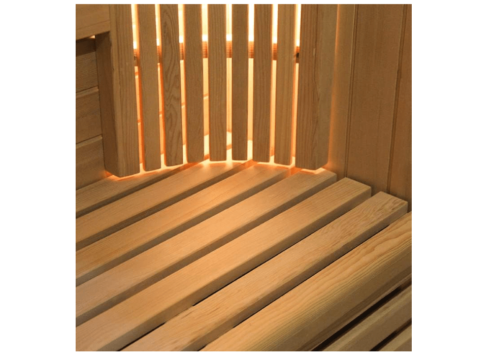 
Canadian Hemlock Outdoor Triple Bench Wet or Dry Traditional Swedish Steam Sauna SPA wit