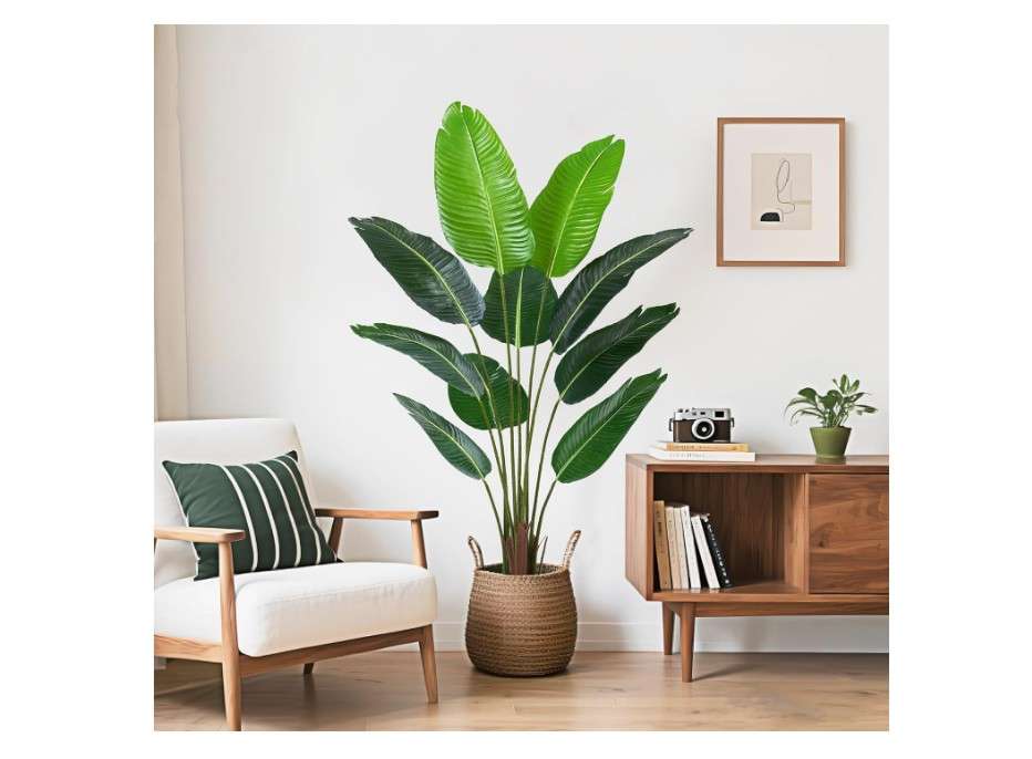  litphke Artificial Tree Bird of Paradise Artificial Plant, 5 Ft Faux Tropical Plant Palm Tree with Leaves Trunks Faux Banana Leaf Tree for Home Decor Living