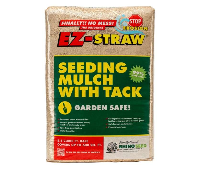 
EZ-Straw Seeding Mulch with Tackifier - Biodegradable Processed Straw a 2.5 CU FT Bale (Covers up to 600 sq. ft.)