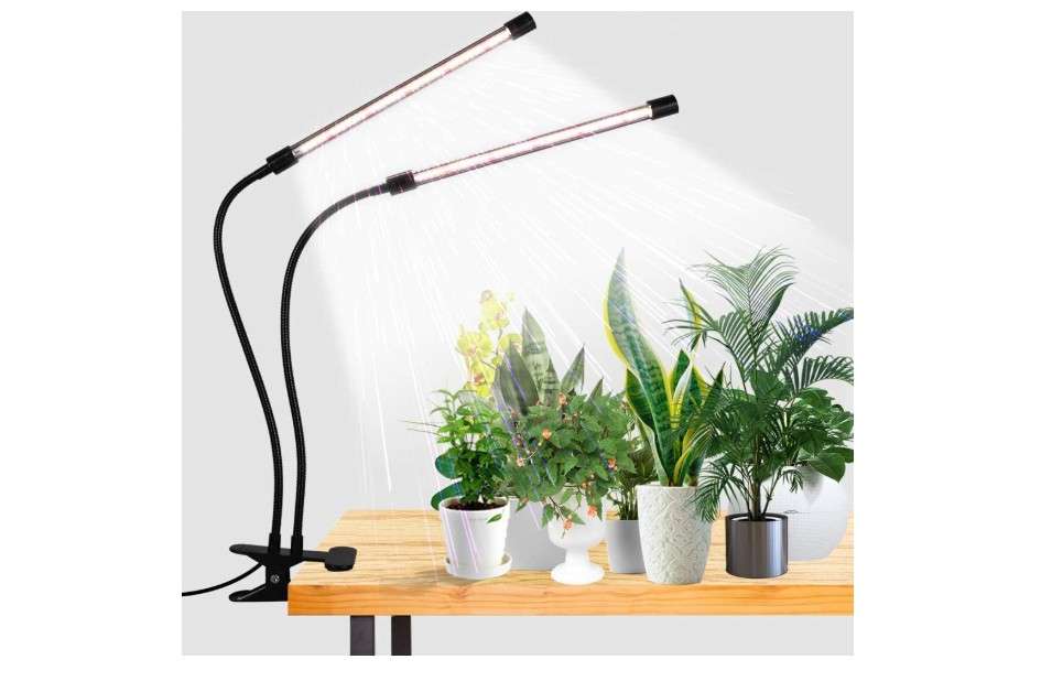 
GooingTop LED Grow Light,6000K Full Spectrum Clip Plant Growing Lamp with White Red LEDs for Indoor Plants,5-Level Dimmable,Auto On Off Timing 4 8 12Hrs