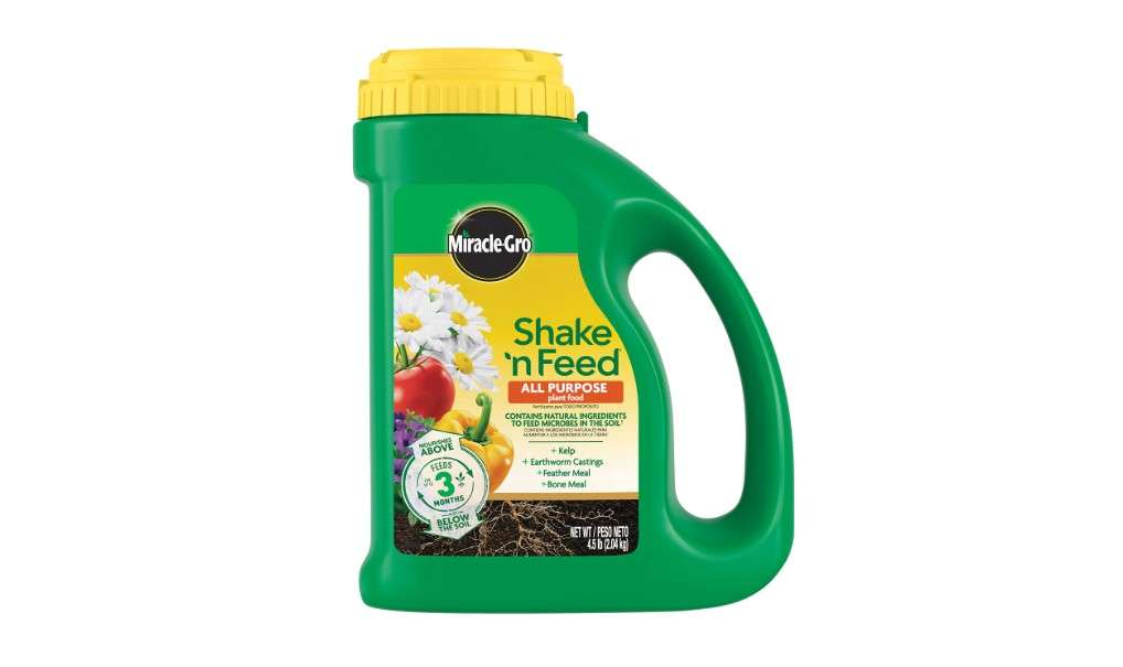  Miracle-Gro Shake 'N Feed All Purpose Plant Food, For In-Ground and Container Plants, Feeds for up to 3 Months, 4.5 lbs.