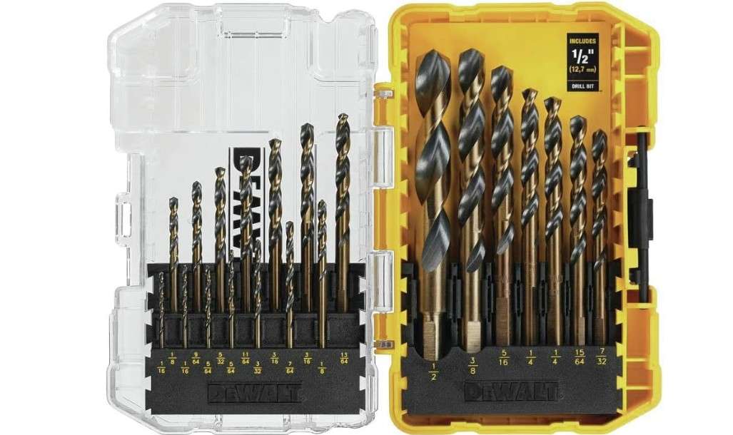 DEWALT Drill Bit Set, 21-Piece, 135 Degree Split Point, 31 Degree Helix, Black Oxide Coated, For Plastic, Wood and Metal (DWA1181)