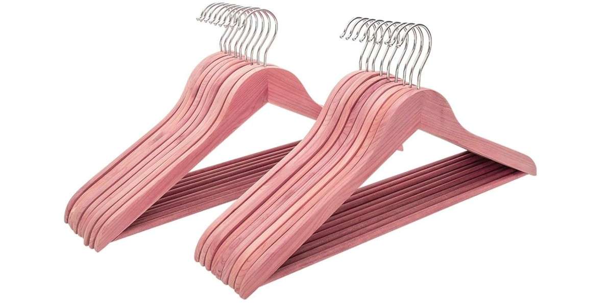  FairyHaus Natural Cedar Wooden Coat Hangers 18Pack, Smooth Finish Wood Suit Hangers - Slim Sleek & Flat Cedar Shirt Hangers with 360° Rotating Hook