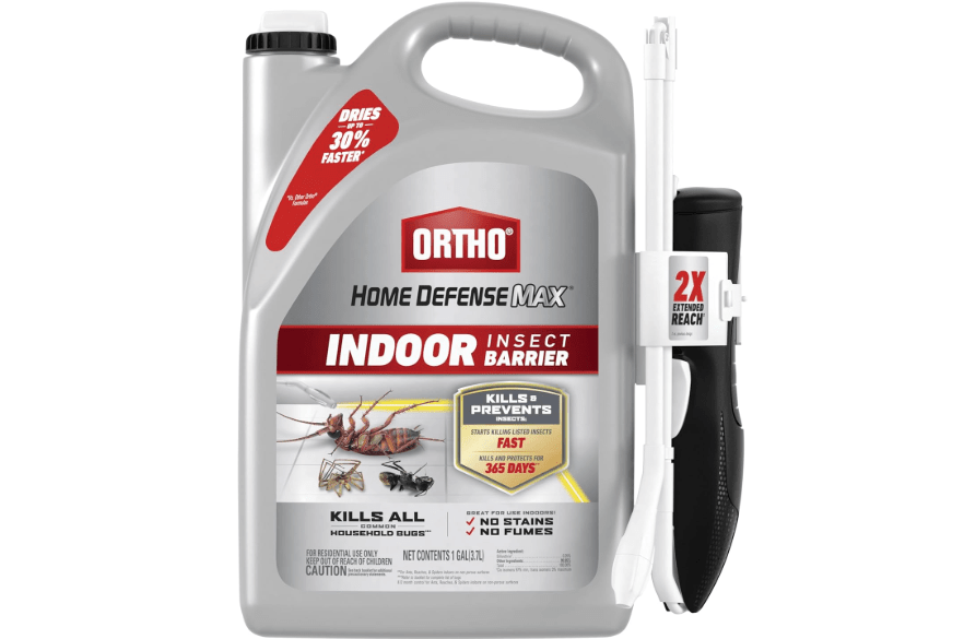 Ortho Home Defense Max Indoor Insect Barrier with Extended Reach Comfort Wand, Kills Ants, Roaches, Spiders, Fleas and Ticks, 1 gal