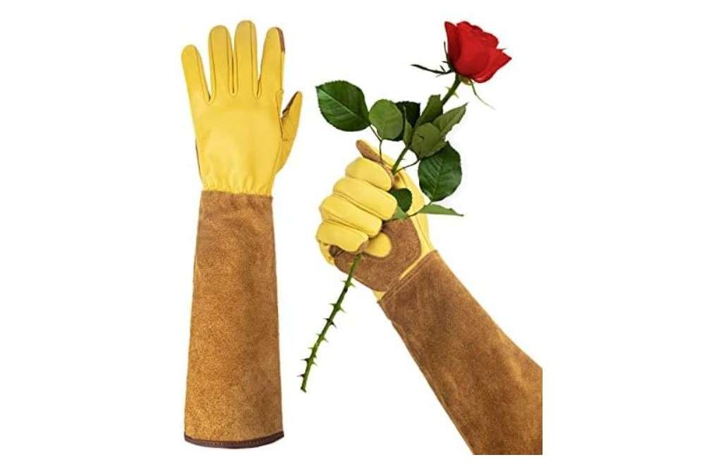 Womens Gardening Weeding Working Gloves, Leather Garden Glove for Women Thorn Proof No Stab for Digging, Planting,Pruning